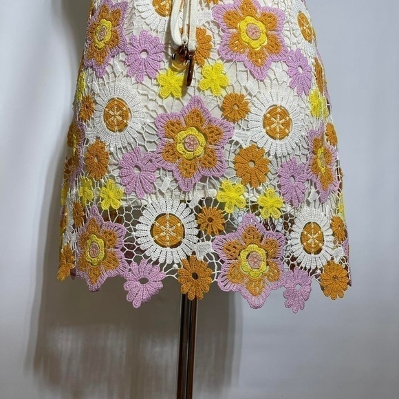 Zara • Retro Floral Crochet Mini Skirt S ASO Enid Sinclair Wednesday - Picture 6 of 7